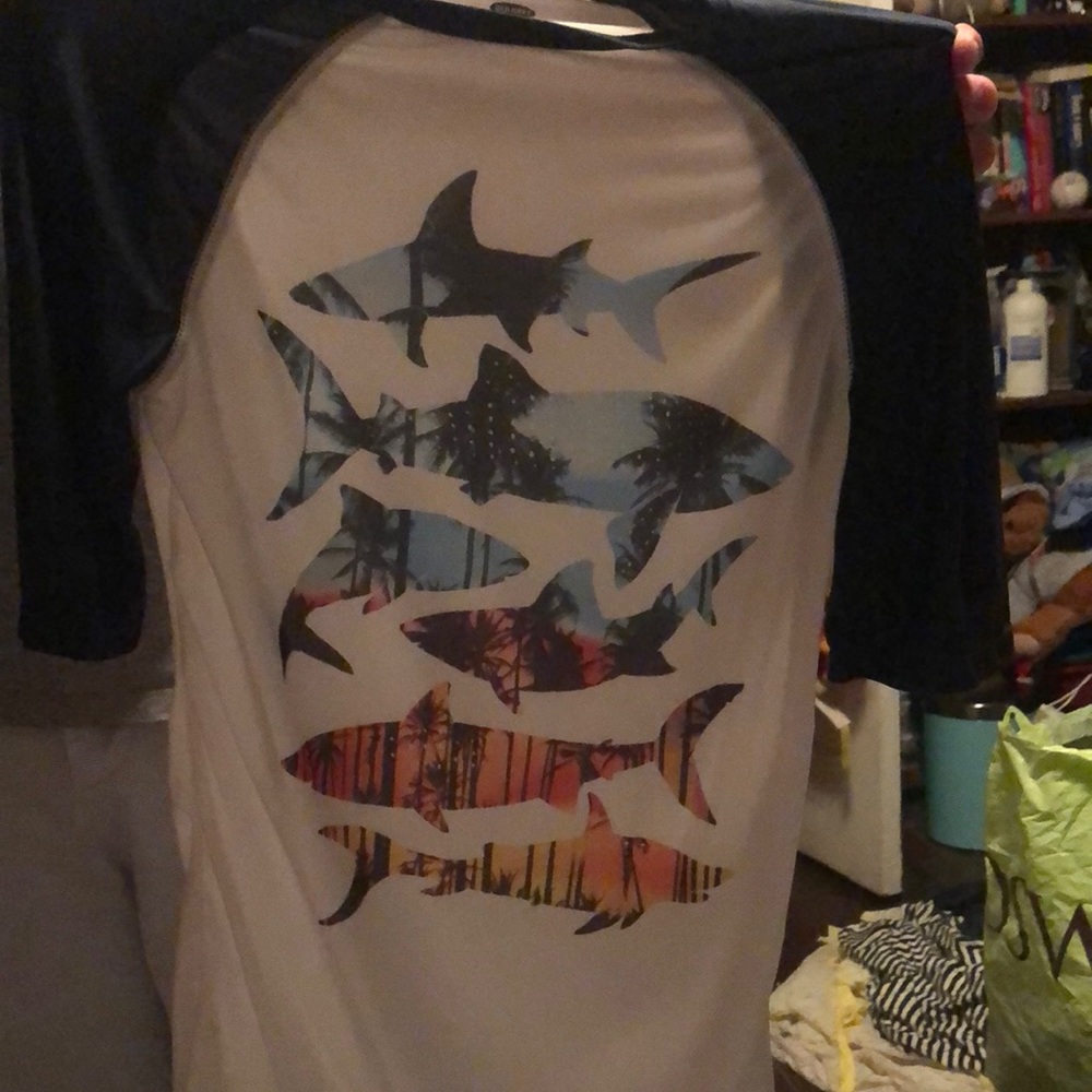 Size xl 14-16 boys water shirt sharks